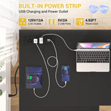 Aheaplus Reversible L-Shaped Desk with Power Outlet, LED Strip, and Storage – Modern Black Gaming & Home Office Solution Aheaplus