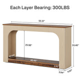 Tribesigns 55-Inch Console Table with LED Lights, Farmhouse 2-Tier Narrow Sofa Table with Storage, Wood Foyer Entryway Behind Couch Table for Living Room, Hallway, Entrance, Rustic Brown & Light Oak Tribesigns