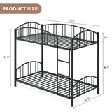 Garvee Bunk Bed Twin Over Twin with Ladder and Arched Guardrail, Heavy Duty Bunkbeds Frame with Sturdy Steel Slats Support for Kids Boys Girls, Space-Saving, No Box Spring Needed, Black Garvee