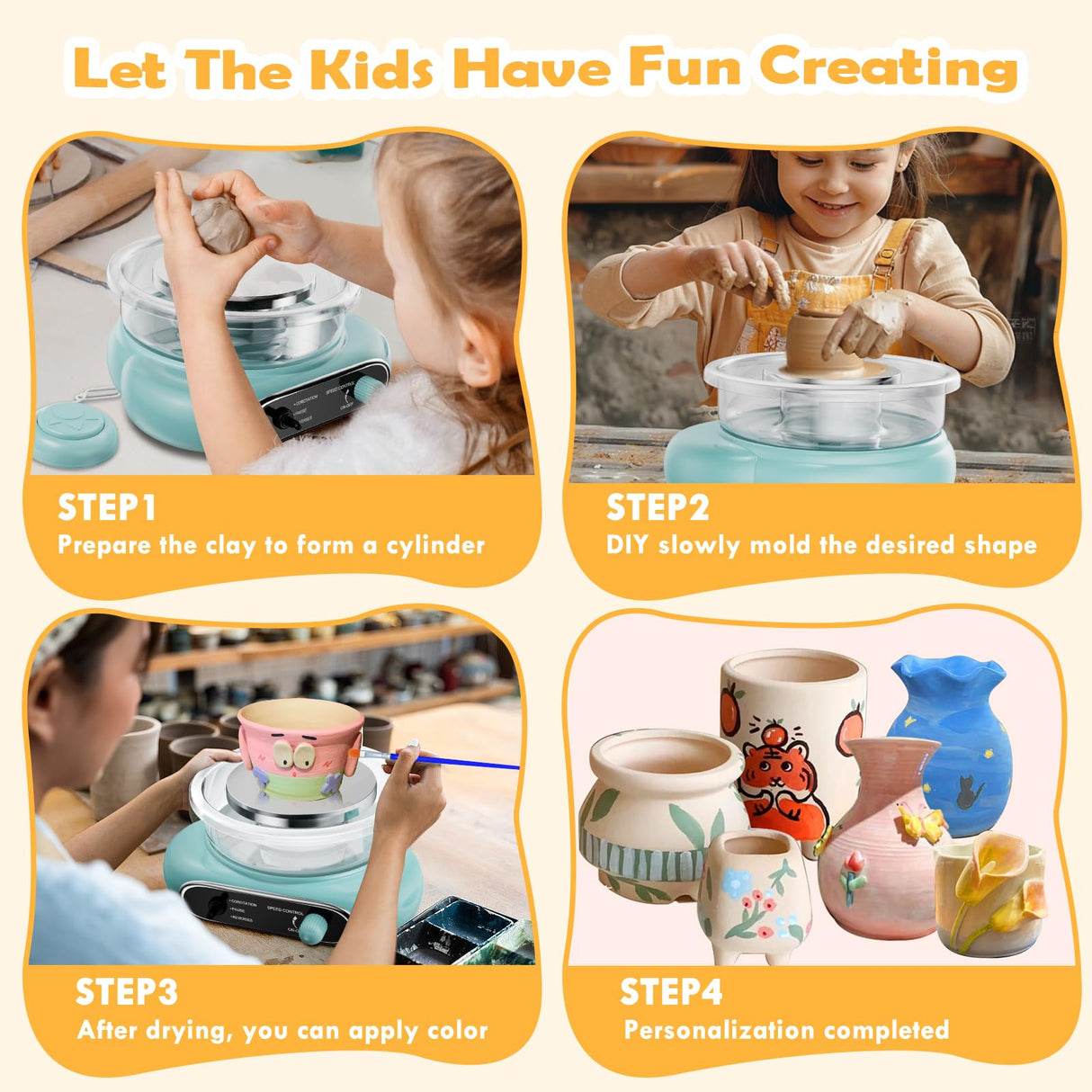 Pottery Wheel for Kids: Complete Pottery Painting Kit for Beginners - Adjustable Speed & Detachable Turntable - Pottery Tools and Art Supplies - Crafts Kits for 6 7 8 9 10 11 12 Year Old Girls & Boys Sockenear