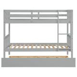 DNChuan Twin Over Twin Bunk Bed with Trundle,Triple Bunk Bed Convertible Into 3 Platform Beds,3-in-1 Beds with Headboard and Footboard,Wooden Frame for Kids Adults-Gray DNChuan