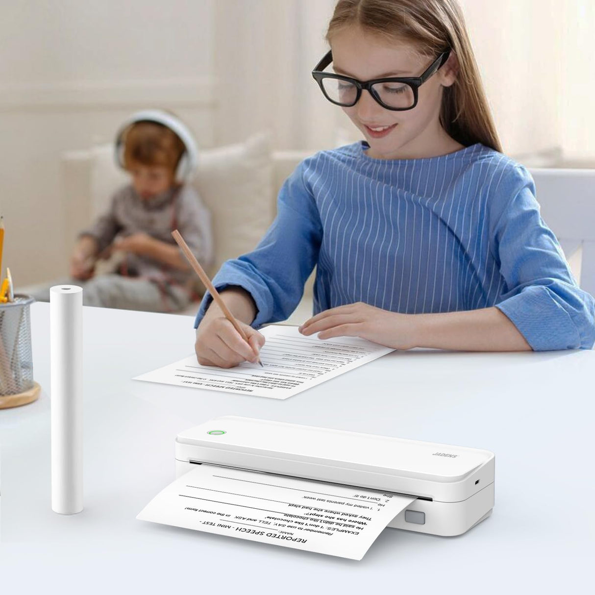 JADENS US Letter Size Quick-Dry Thermal Printer Paper 8.5''x11'', 4 Rolls, Compatible with Gloryang & JADENS PD-A4 Portable Printer JADENS