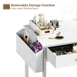 KAI-ROAD Makeup Vanity Desk with Mirror and Lights - Small White Vanity Table with Fabric Drawers & Chair, Power Outlet, Modern Make Up Vanitys Desks Set, Dressing Table for Girls Bedroom KAI-ROAD