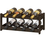 BAMEOS Wine Rack Freestanding 2 Tier 8 Bottle Bamboo Wine Racks Countertop Cabinet Wine Holder Wine Storage Shelf for, Bar, Pantry Wine Cellar Basement Countertop Mocha (16.85 L x 9.25W x 7H BAMEOS