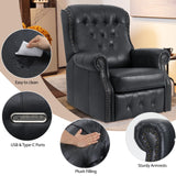 EONIX Dual Motor Lay Flat Power Recliner Chair, Mid Century Wingback Recliner with Independent Adjustable Backrest and Extended Footrest, 400lbs Heavy Duty, Breathable Faux Leather, Black EONIX