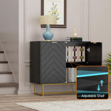 Scurrty Set of 2 31.5'' Sideboard Buffet Cabinet with Storage, Top Weight Capacity 150lbs Sideboard Storage Cabinet with Doors and Adjustable Shelf, Accent Cabinet for Living Room, Kitchen, Black Scurrty