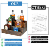 ERTIUANIO 3 Step Real Wood Countertop Liquor Bottle Display Shelf, 12 Bottle Freestanding Bar Shelves with Fences, Home Retro Wine Rack Storage Organizer, Whiskey Coffee Syrup Display Stand ERTIUANIO