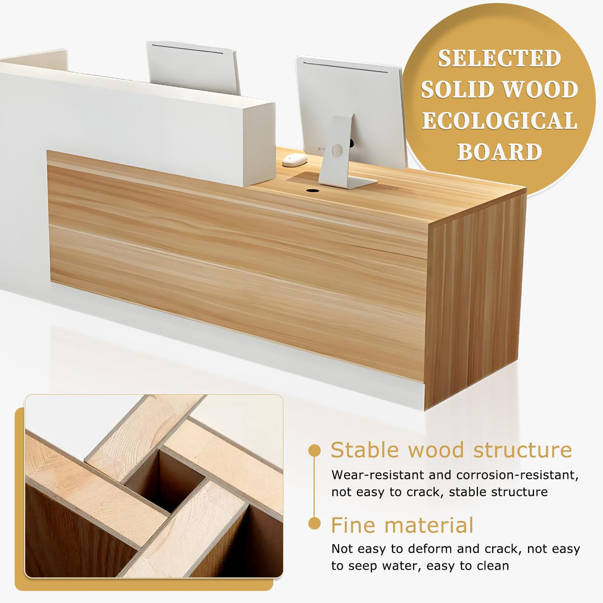 Modern Reception Desk with Storage Drawers and Open Shelves, 47-95 Inch Front Counter Table for Office, Salon, Lobby, Retail Store, or Home Workspace Left/White 47" Wx23.6 Dx39.4 H LSZMXI