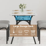 GarveeHome 5-Piece Dining Table Set for 4, Modern Kitchen Table with 4 Boucle Chairs, Rectangular Dining Table with Storage Shelf & Marble Tabletop, Beige Home Dining Furniture for Small Space GarveeHome