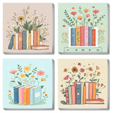 Canrichshop 4 Pcs Book Paint by Numbers Kit for Adults & Ages Over 12,Framed Books Adults' Paint-by-Number Kits, DIY Painting by Numbers for Adults Flowers for Decor Present 8X 8 in Canrichshop