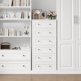 FACBOTALL 6 Drawer Dresser, 56" Tall White Dresser with Mental Double Handles, Chest of Drawers Cabinet for Hallway Living Room FACBOTALL