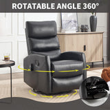 Massage Chair Recliner with Heat, Swivel Rocking Chair Recliner with High Back, Manual Lazy Boy Recliners for Adults,Small Recliner Chair for Small Spaces, Living Room Bedroom, Fabric (Black) Thctvous