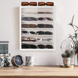 TJ.MOREE Sunglasses Organizer Storage Wall Mounted: 13 x 15.6 inches Eyewear Display Case Rustic Wood Eyeglasses Holder Large Glasses Storage Box,White TJ.MOREE