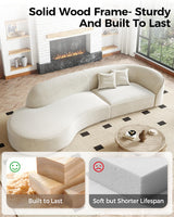 Anzhap 110" Luxury L-Shaped Curved Sofa – Modern Plush Microfiber Couch with Rounded Corners, Ergonomic High-Density Foam, Solid Wood Frame, Elegant Living Room Couch,Left Anzhap