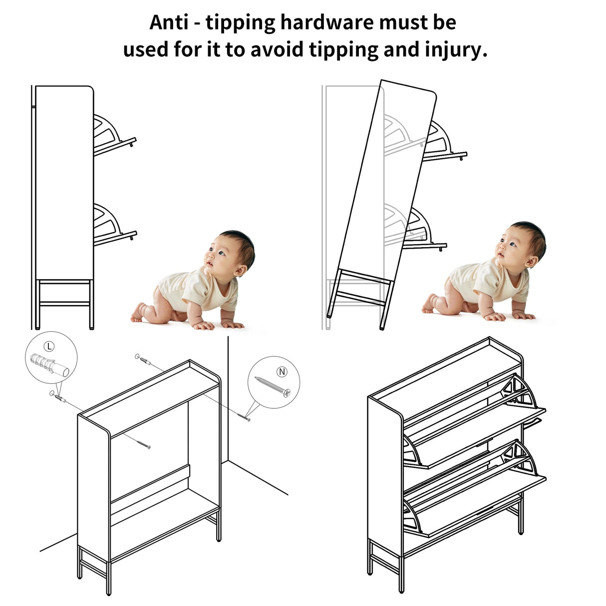 RKVPCNE Shoe Storage Cabinet Wood Shoe Organizer with 2 Flip Drawers and 1 Boot Rack Hidden Shoe Organizer Cabinet Flip Down Shoe Rack for Entryway Foyer Hallway(White) RKVPCNE