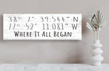 Personalized GPS Coordinate Wall Sign - Custom Home Décor 16.5 x 5.5 - Solid Wood - (Simple) Broad Bay