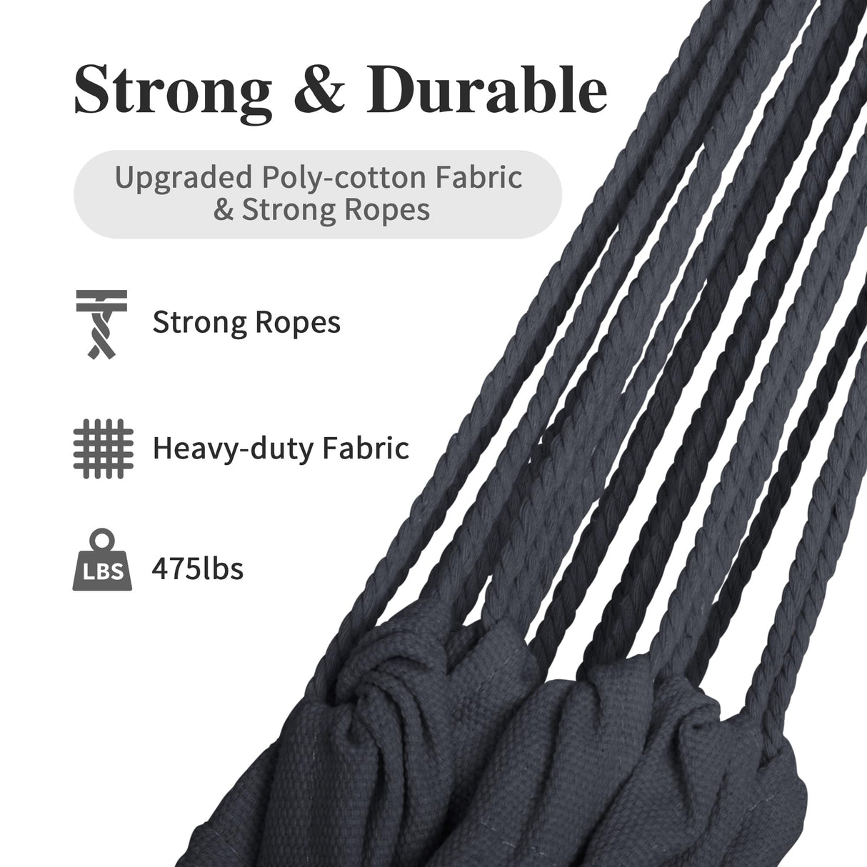 SUNCREAT Hammocks Outdoor Camping Double Hammock, Extra Large 2 Person Hammock for Camping, Dark Gray SUNCREAT