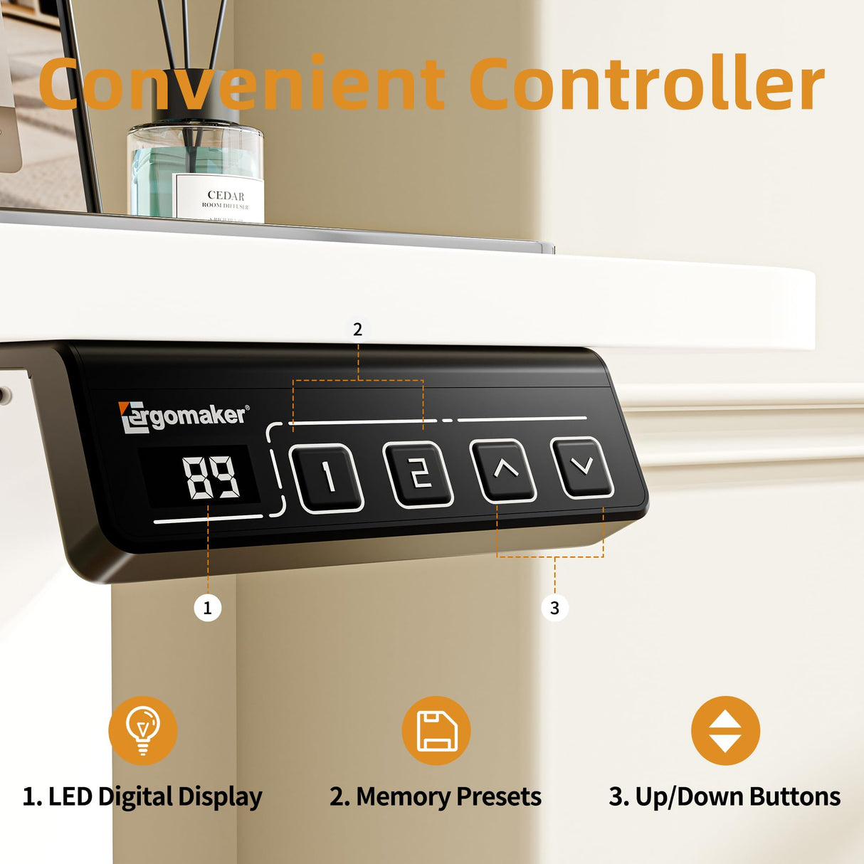 ERGOMAKER Electric Standing Desk, 31.5" x 23.6" Height Adjustable Sit Stand Desk with Splice Board for Home Office, Computer Desk Memory Preset (White Frame, White Desktop) ERGOMAKER