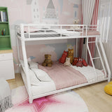 Bellemave Twin Over Full Metal Floor Bunk Bed with Inclined Ladder,Heavy Duty Bunk Beds for Adults,Twin Over Full,White Bellemave