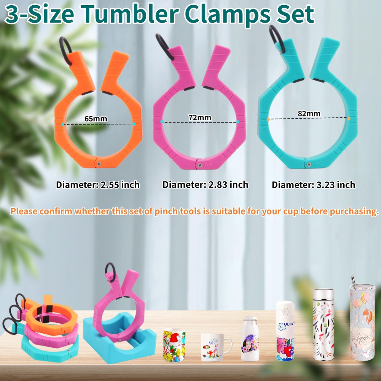 3 Size Tumbler Clamp for Sublimation,Cup Cradle for Crafting Tumblers,Sublimation Cup Holder Clamp for 15oz,20oz,30oz Cups,Mug Clamps for Sublimation,Tumbler Wrapper WAQONUY