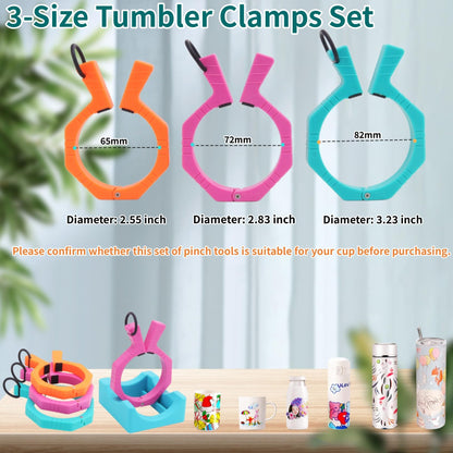 3 Size Tumbler Clamp for Sublimation,Cup Cradle for Crafting Tumblers,Sublimation Cup Holder Clamp for 15oz,20oz,30oz Cups,Mug Clamps for Sublimation,Tumbler Wrapper