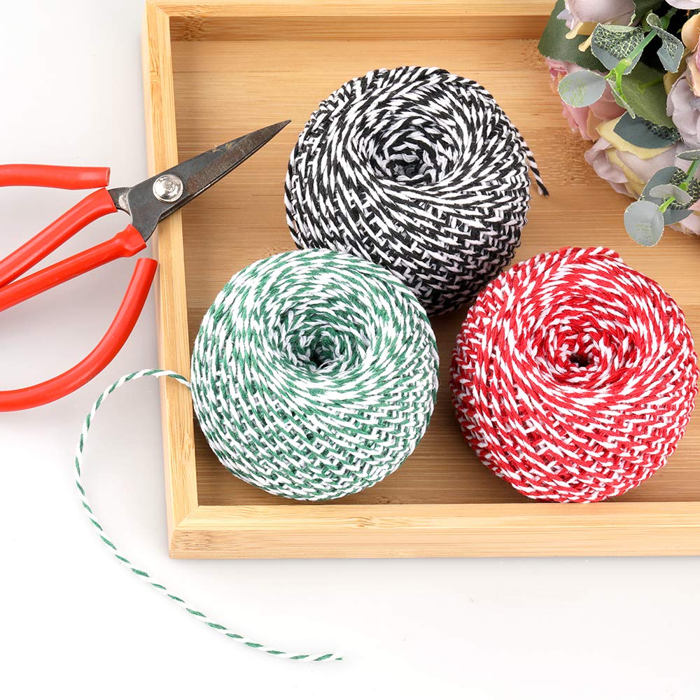 Joycraft 984ft Christmas Cotton String Balls, 2mm Cotton Bakers Rope, Durable for Arts, Craft, Gift Wrap, Meat Prep, Baking, Gardening & Butchers (3pcs x 328ft) joycraft