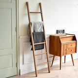 FUIN 6ft Wooden Natural Blanket Ladder Living Room Decorative Wall Leaning Farmhouse Quilt Display Holder Rustic Wood Towel Rack for Bathroom FUIN