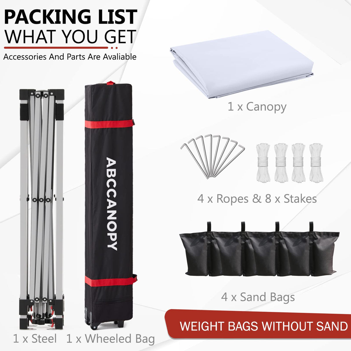 ABCCANOPY 10x10FT Canopy Tent 1-Person Setup,Portable Instant Sun Shelter with 4 Weight Bags(White) ABCCANOPY