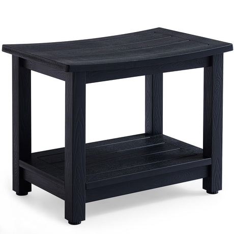 Shower Stool for Inside Shower Waterproof, Poly Lumber Shower Bench Seat for Shaving Legs, Plastic Chair Seat for Shower, Shower Foot Rest with Adjustable Feet, Non-Slip, Black KaimuBench