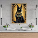Egyptian Bastet Cat DIY Diamond Painting Kits, Egyptian Mythology Full Drill Round Diamond Dots Paintings for Beginners 5D DIY Diamonds Pictures Gem Art Painting Set 12x16 Inch JXAVAXDE