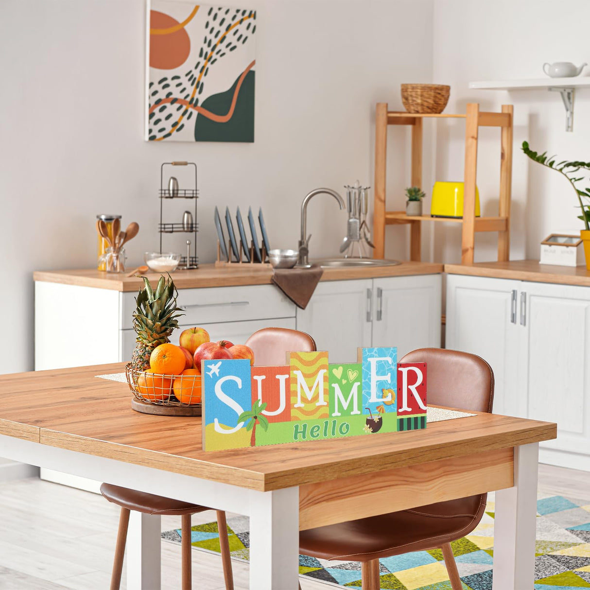 4th of July Decorations Wooden Table Sign Summer Decorations, Patriotic Independence Day Memorial Day Decorations Reversible Double-sided Different Theme Farmhouse Tabletop Centerpiece Decor Sophena