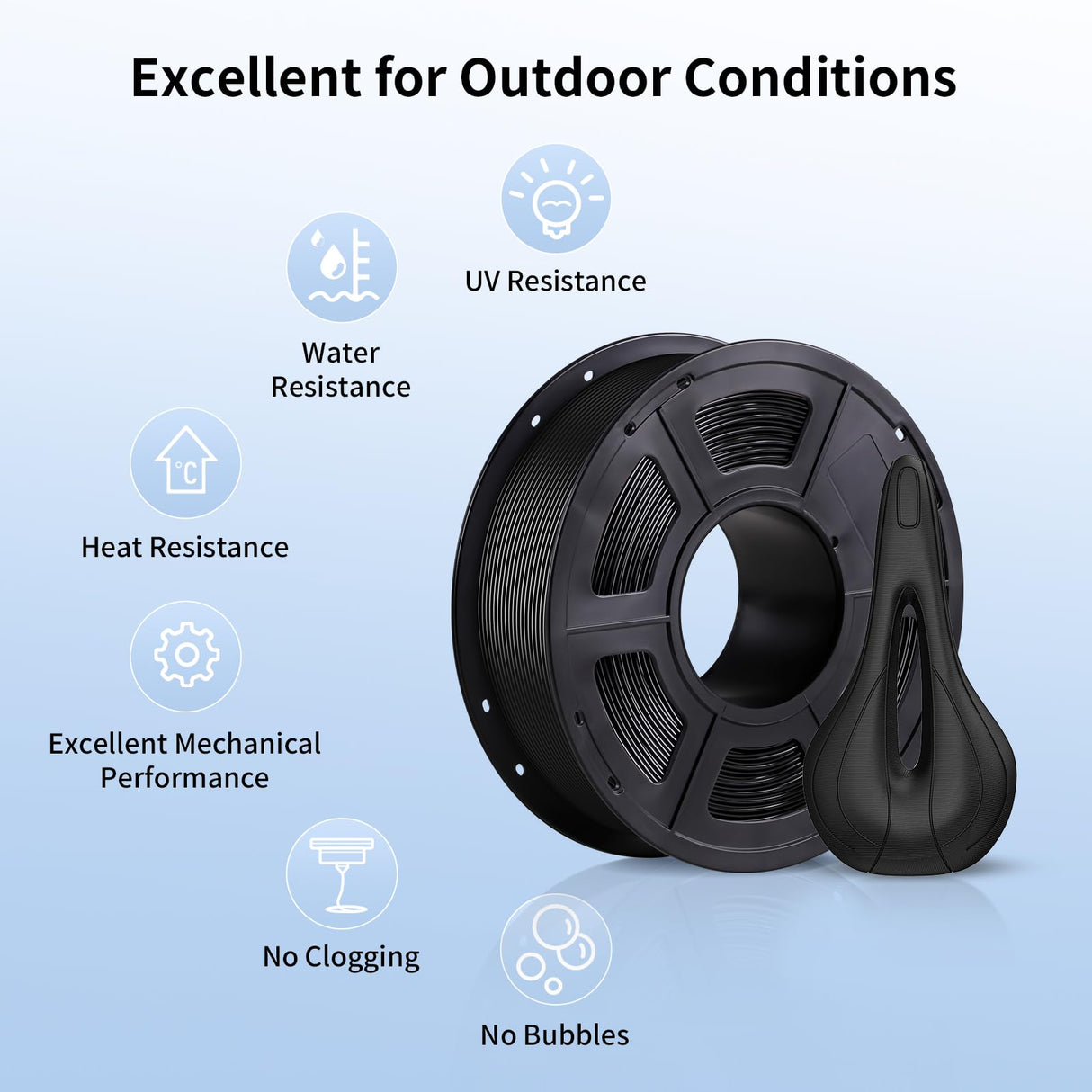 ANYCUBIC ASA Filament 1.75mm, Weather & Heat Resistant, 3D Printer Filament Suitable for Printing Outdoor Functional Parts, Dimensional Accuracy +/- 0.02mm, 1KG Spool, Black ANYCUBIC