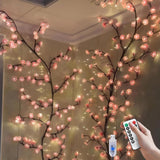 Cherry LED Tree Branch Lights for Wall, Cherry Blossom Willow Vine Twig Decor Garland with 72 LED Lights and Remote,8 Lighting Modes,Christmas Decorations Indoor for Home Wall Door Window (63inch) BomKra