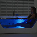 Empava 67 in. Acrylic Alcove Whirlpool Bathtub - Hydromassage Rectangular Jetted Soaking Tub with Center Drain - Waterfall Faucet Empava