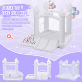 FINCOME White Bounce House, Inflatable Bounce Castle with Double Slide Ball Pit 370W Blower Bouncer for Toddler, Bounce House Bouncy Castle for Indoor Outdoor Backyard Wedding Kids Birthday Party FINCOME