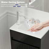 eclife 16" Small Bathroom Vanity Sink Combo, Modern Painted Wall Mounted Floating Cabinet W/Decoration Lines, Resin Basin Sink Top, Chrome Water Save Faucet & Pop Up Drain (Piano Black) eclife