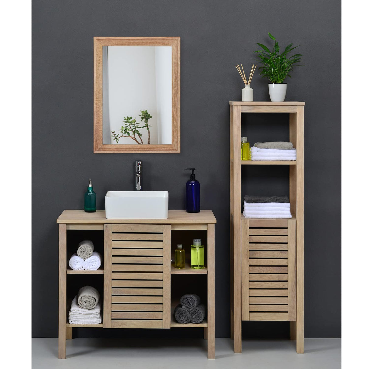 AAZZKANG Rustic Mirrors for Wall Rectangle Wood Frame Mirror Farmhouse Bedroom Bathroom Decorative Mirror AAZZKANG