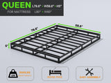 AROMUSTIME 5 Inch Box Spring Queen Low Profile Black Heavy Duty Metal Mattress Foundation/Easy Assembly/Non-Slip/Noise Free/Easy Clean Fabric Cover AROMUSTIME