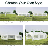 Tangkula 10' x 30' Outdoor Waterproof Gazebo Canopy w/ 6 Removable Sidewalls and 2 Doorways, Heavy Duty Large Tent w/Strong Connection Stakes Ropes for Party Wedding Events Beach BBQ (White) Tangkula