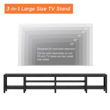 WAMPAT Farmhouse TV Stand for 100 Inch TV, Wood Entertainment Center for 80 85 90 95 inch TV Console Table with 6 Cubby Storage for Living Room Bedroom, Black WAMPAT