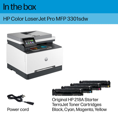 HP Color Laserjet Pro MFP 3301sdw Wireless All-in-One Color Laser Printer, Scanner, Copier, Best-for-Office (499Q3F)