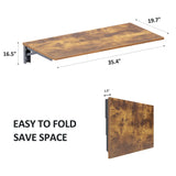 Need Wall Mounted Desk - Heavy Duty Folding Work Table Length 36" Width 20"/Small Space Hanging Desk Perfect Addition to Home/Office/Kitchen & Dining Room Rustic Brown AC15-9050FG-ND Need