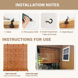 Bamboo Roll Up Shade Retro Bamboo Blinds 34 36 39 47 55 72 inch Wide Outdoor Roll Up Shades for Patio Waterproof Bamboo Roman Shades Privacy Sunshades Porch Blinds for Garden Balcony Home Decor KaulaTrinx