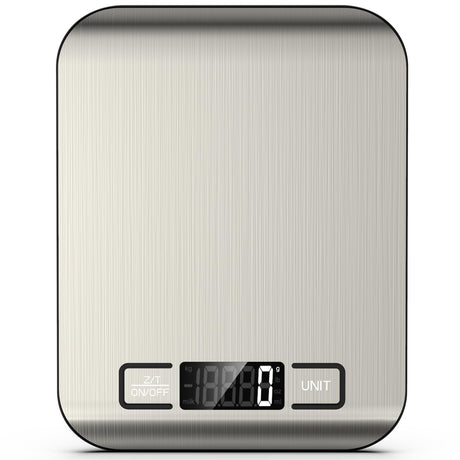 Mik-Nana Food Scale, 22lb Digital Kitchen Scale Weight Grams and Ounces for Baking Cooking Coffee Package Postage, 6 Units with Tare Function, LCD Display, Easy Clean Stainless Steel (Silver) Mik-Nana