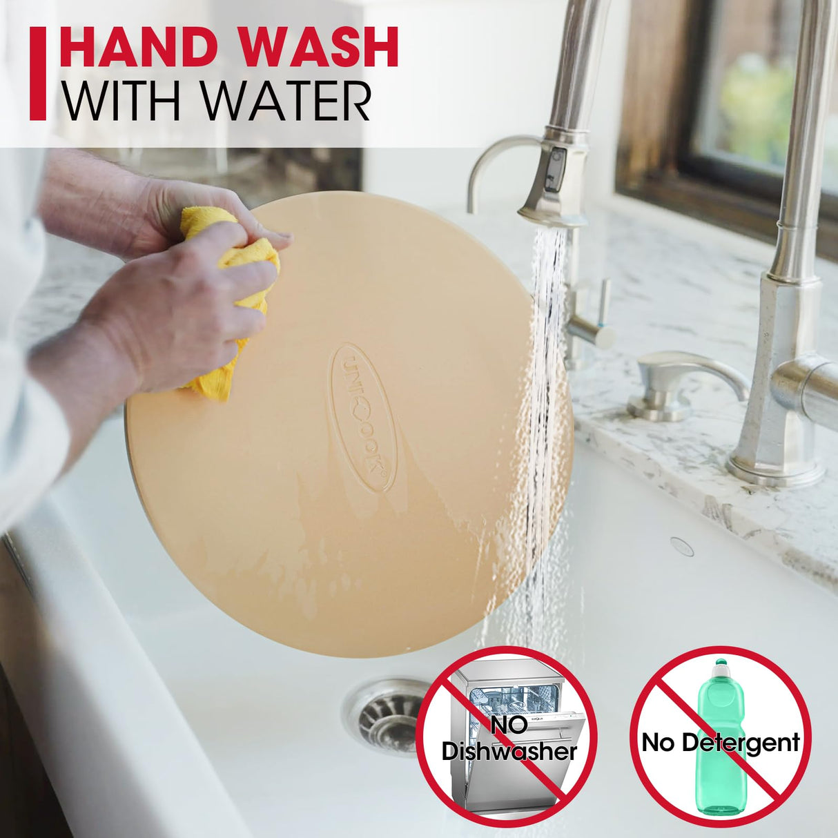 Unicook 15 Inch Round Pizza Stone for Oven and Grill, Oven Baking Stone for Bread, Cordierite Pizza Pan for Baking Crispy Pizzas, Bread and Cookies, Includes Carry Rack and Pizza Dough Scraper Unicook