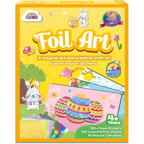 ZMLM Easter Crafts Gifts for Kids - Foil Art Mess Free Activity, Fun Easter Basket Stuffers, Gifts for Ages 4 5 6 7 8 9 10 11 12 Girls Boys, Creative Arts and Crafts Kits Games Toys for Kids ZMLM