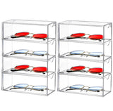 Nicunom 2 Pack Sunglasses Organizer Acrylic, Clear Eyeglasses Case with 4 Drawers, Eyewear Storage Display Case, Stackable Eyeglasses Holder for Women & Men Eyewear Nicunom