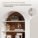 Tribesigns 76.8" Tall Arched Bookcase, 5-Tier Bookshelf with File Cabinet Drawer, Modern Freestanding Wooden Bookshelves, Large Open Display Storage Shelves for Home Office, Living Room Tribesigns