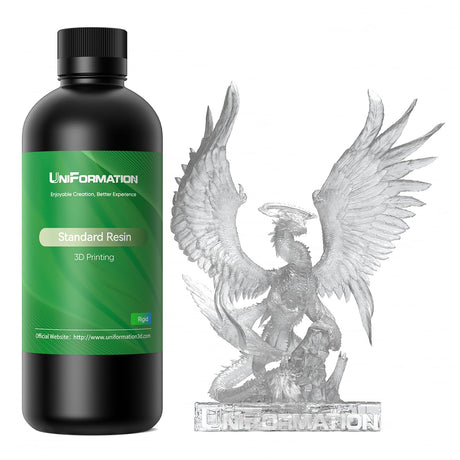 UNIFORMATION 3D Printer Resin Standard Fast UV Curing Plant-Based 3D Resin Liquid with High Precision Low Viscosity Suit for SLA/LCD/DLP Printing Transparent, High Clear 1KG Uniformation