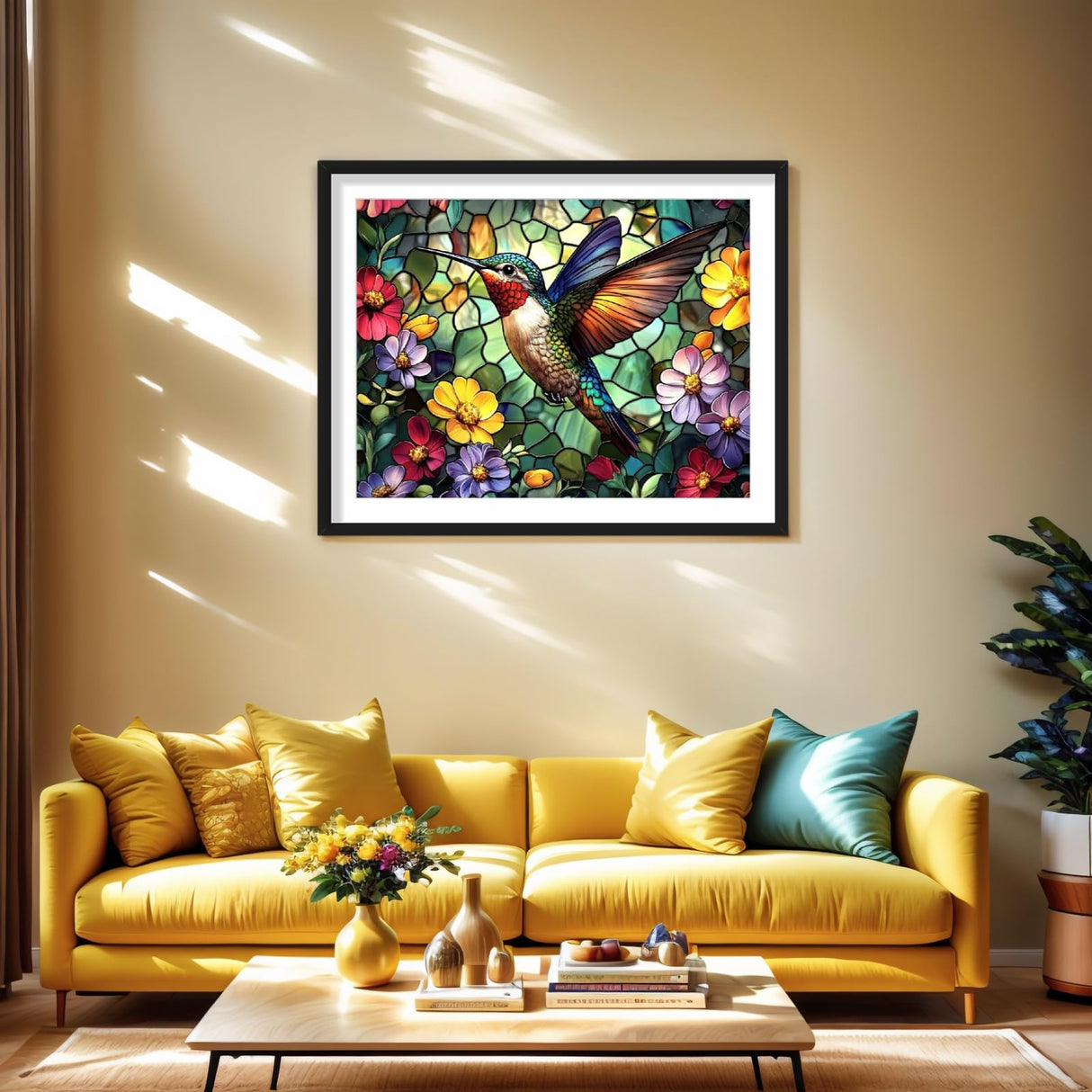 Hummingbird Diamond Art Paintings Flowers 5D Diamond Painting Kits for Adults Beginners DIY Stained Glass Diamond Art Kits Full Drill Gem Art Crafts for Adults Bird Wall Art Decor Gift 16x12 Inch PINFFSHU